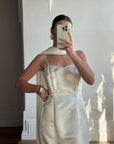 Vintage 90s Ivory Satin Column Midi with Rosette