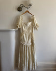 Vintage 80s Drop Waist Satin Jacquard Wedding Dress