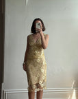 Vintage 2002 Collette Dinnigan Gold Foil Floral Two Piece Set