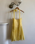 Vintage 90s Pure Silk Banana Mini Dress with Rosette