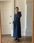 Vintage 80s Giant Collar Chambray Dress Navy