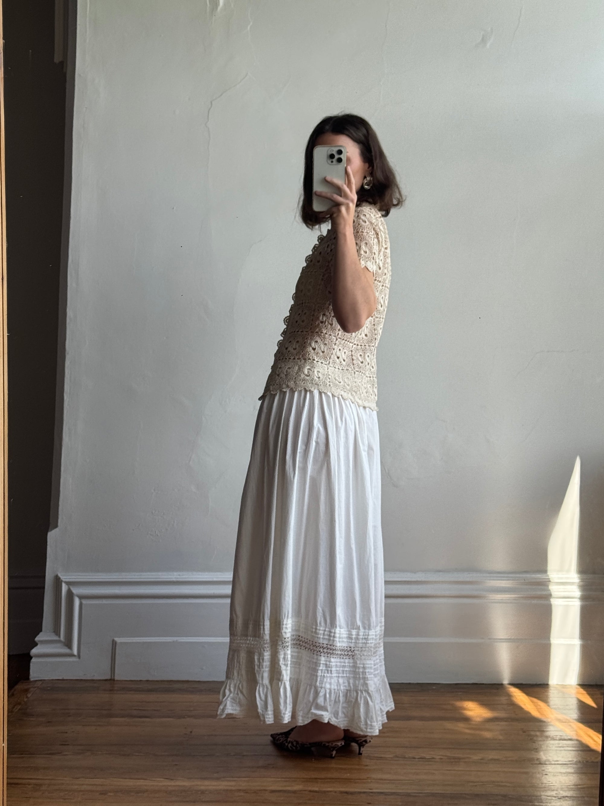 Antique Edwardian Cotton Maxi Skirt