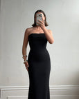 Vintage 90s Black Sleeveless Column Maxi Dress