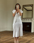 Vintage 80s Draped Jersey Australian Made Wedding Dress White