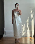 Vintage 90s Ivory Satin Column Midi with Rosette