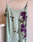 Vintage 90s Pure Silk Floral Mint Fairy Dress