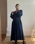 Vintage 80s Giant Collar Chambray Dress Navy