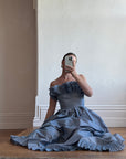 Vintage 80s Taffeta Gown Duck Egg Blue