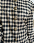 Vintage 90s Black and Caramel Gingham Collarless Blazer