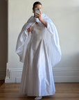 Vintage 90s Strappy Wedding Dress With Rosette Cape Pearl