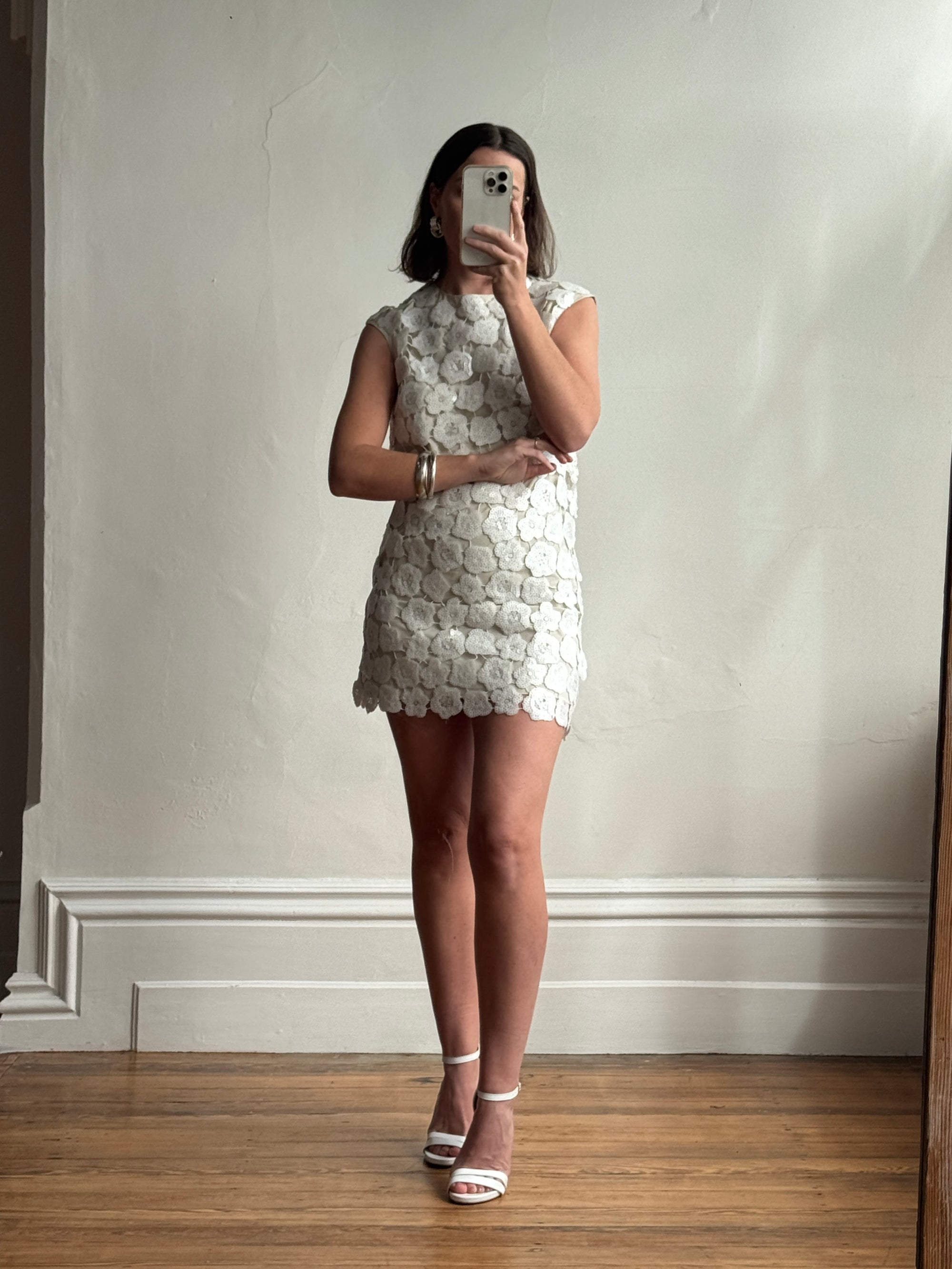 Vintage Y2K Lace Sequin Flower Mini Dress