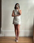 Vintage Y2K Lace Sequin Flower Mini Dress