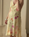 Vintage 90s Butter Yellow Floral Crinkle Sundress