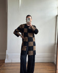 Vintage 80s Pure Wool Checkerboard Oversized Cardi
