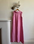 Vintage 80s Boat Neck Crinkle Dress Hot Pink