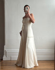 Vintage 90s Silk Chiffon Empire Wedding Gown Creme