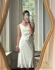 Vintage 90s Pearl Satin Bias Bridal Slip