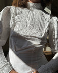 Vintage Edwardian Cotton Hi Front Bib Blouse
