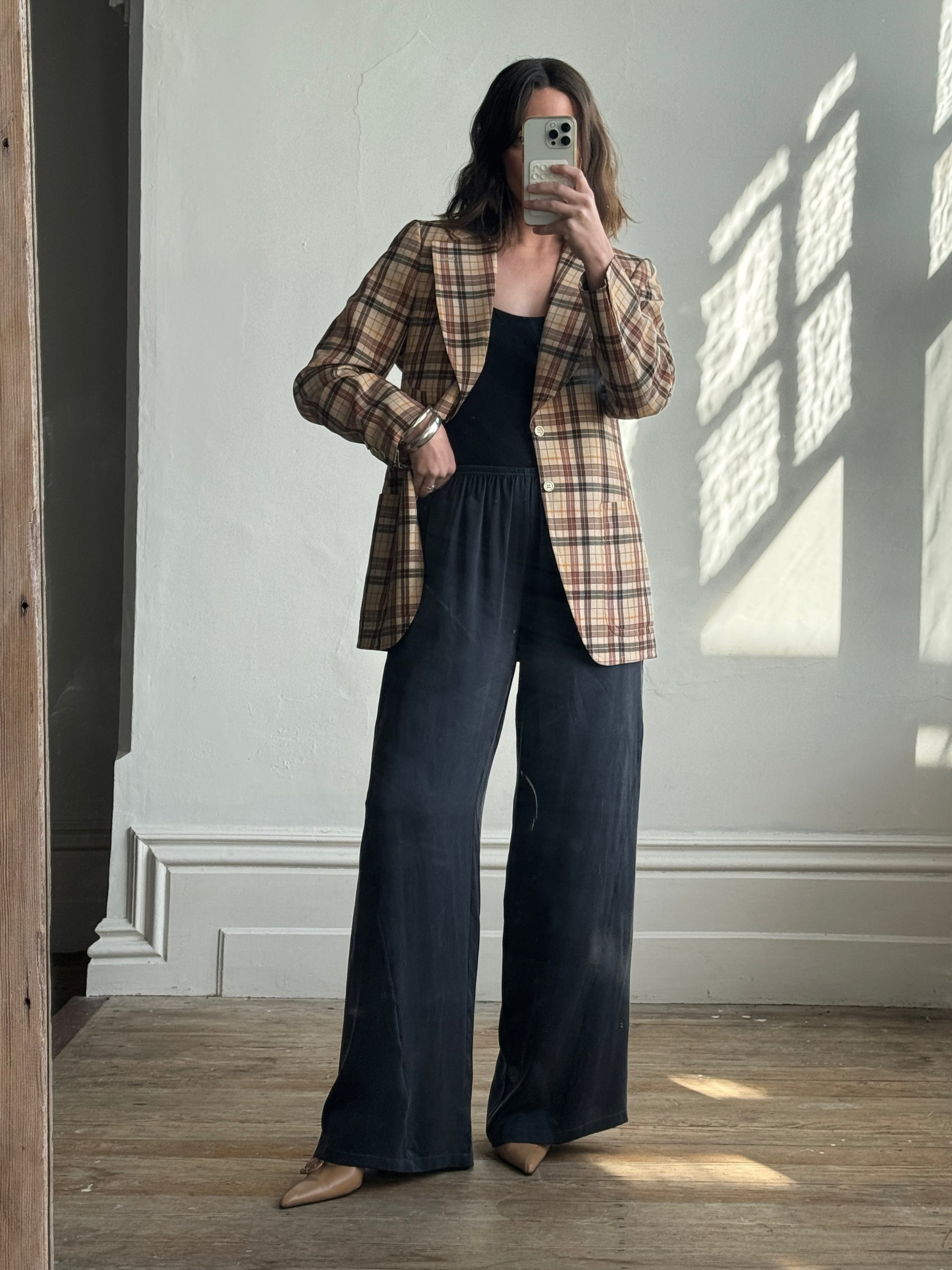 Vintage Boss Caramel Plaid Tailored Blazer