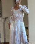 Vintage 40s Liquid Silk Satin Sheer Lace Wedding Gown