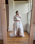 Vintage 70s Puff Sleeve Organza Ruffle Wedding Gown
