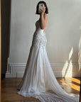 Vintage 90s Pure Silk Couture Drop Waist Wedding Gown