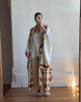 Vintage 70s Cream Oriental Floral Robe