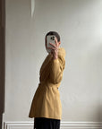 Vintage 70s Caramel Suede Belted Jacket with Fur Collar