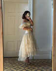 Vintage Drop Waist Frou Frou Wedding Dress Creme