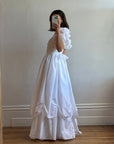 Vintage 80s Taffeta Puff Sleeve Wedding Dress Ivory
