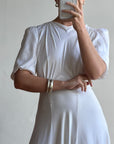 Vintage 40s Minimal Puff Sleeve Bias Wedding Dress