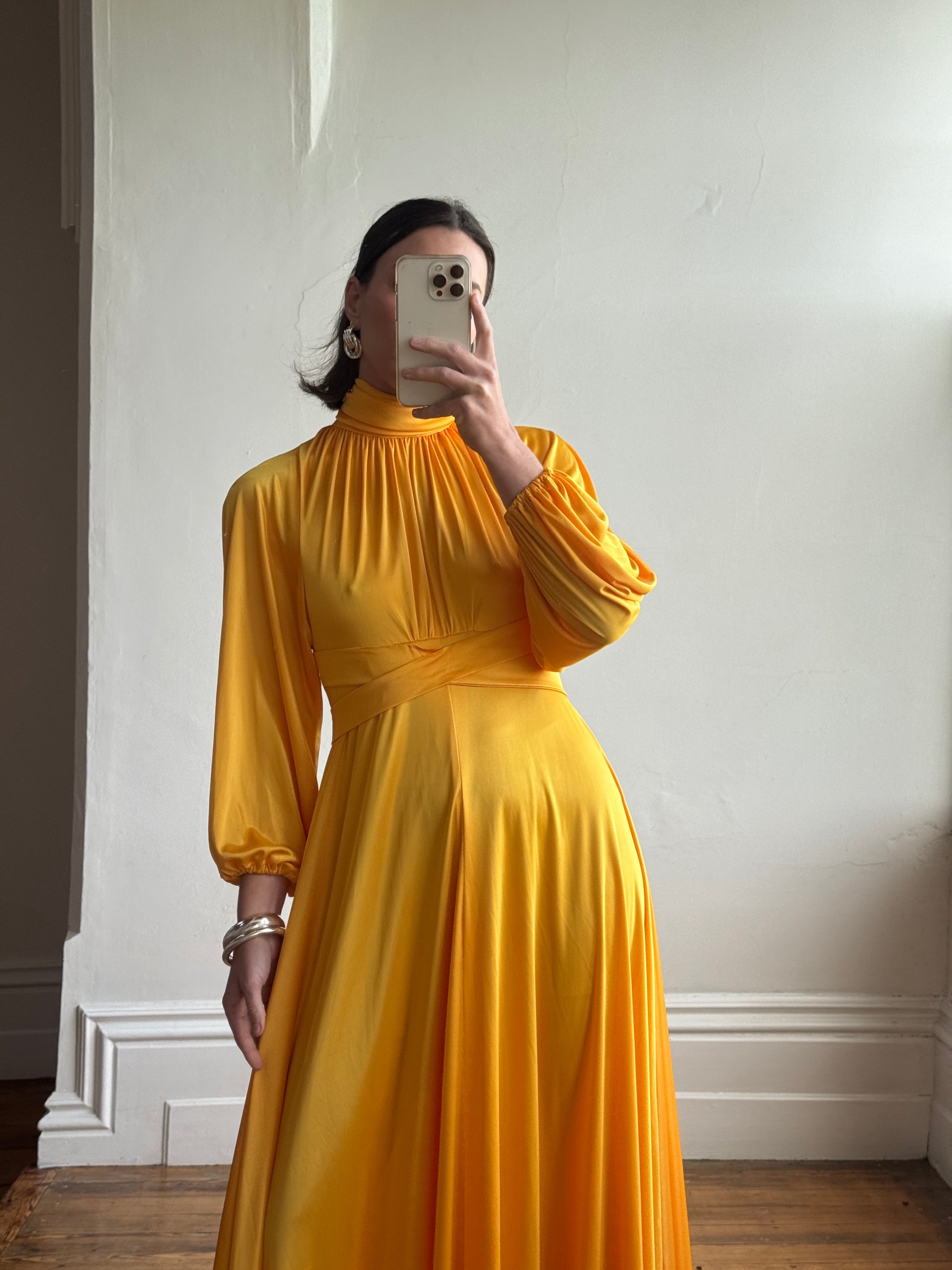 Vintage 70s Marigold Swing Maxi Dress