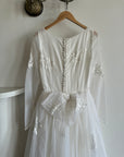 Vintage 50s Basque Waist Sheer Floral Wedding Dress