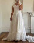Vintage 60s Sleeveless Lace Wedding Gown With Train