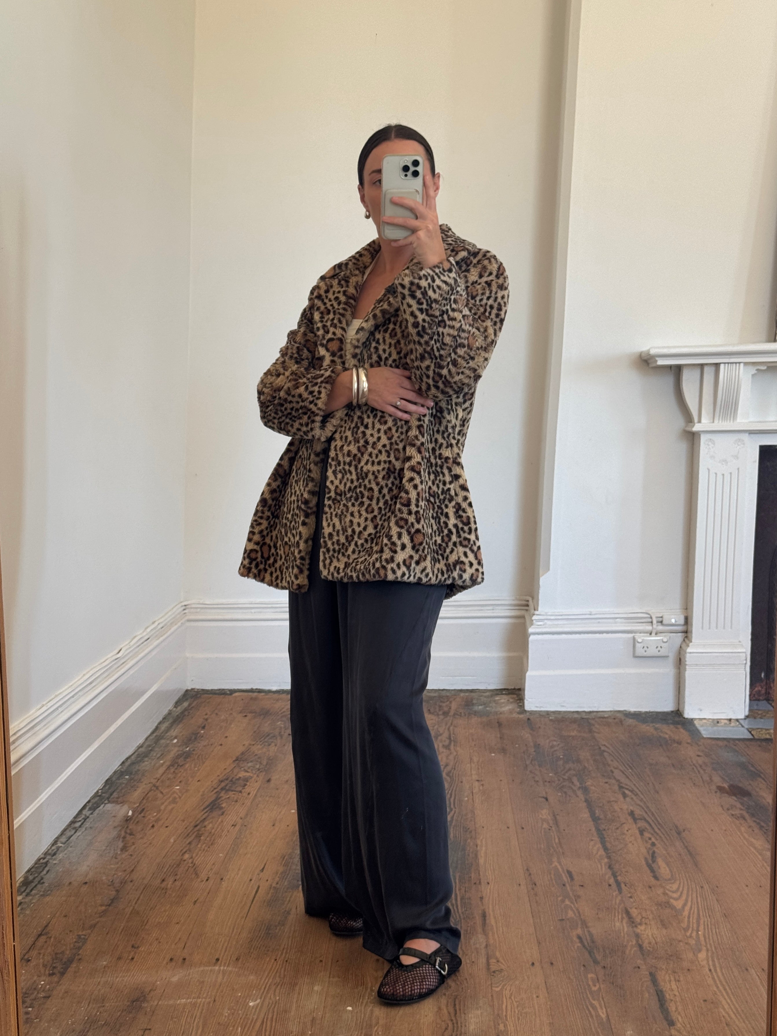 Vintage Moschino Teddy Leopard Coat