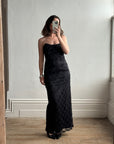 Vintage Australian Made 90s Strapless Beaded Lace Dress