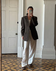 Vintage Christian Dior Tailored Wool Blazer Navy Brown