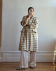 Vintage 60s Wool and Mohair Creme Check Coat