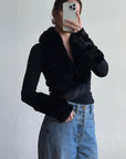 Vintage 90s Rare Plein Sud Wool Blend Knit with Fur Collar and Cuffs