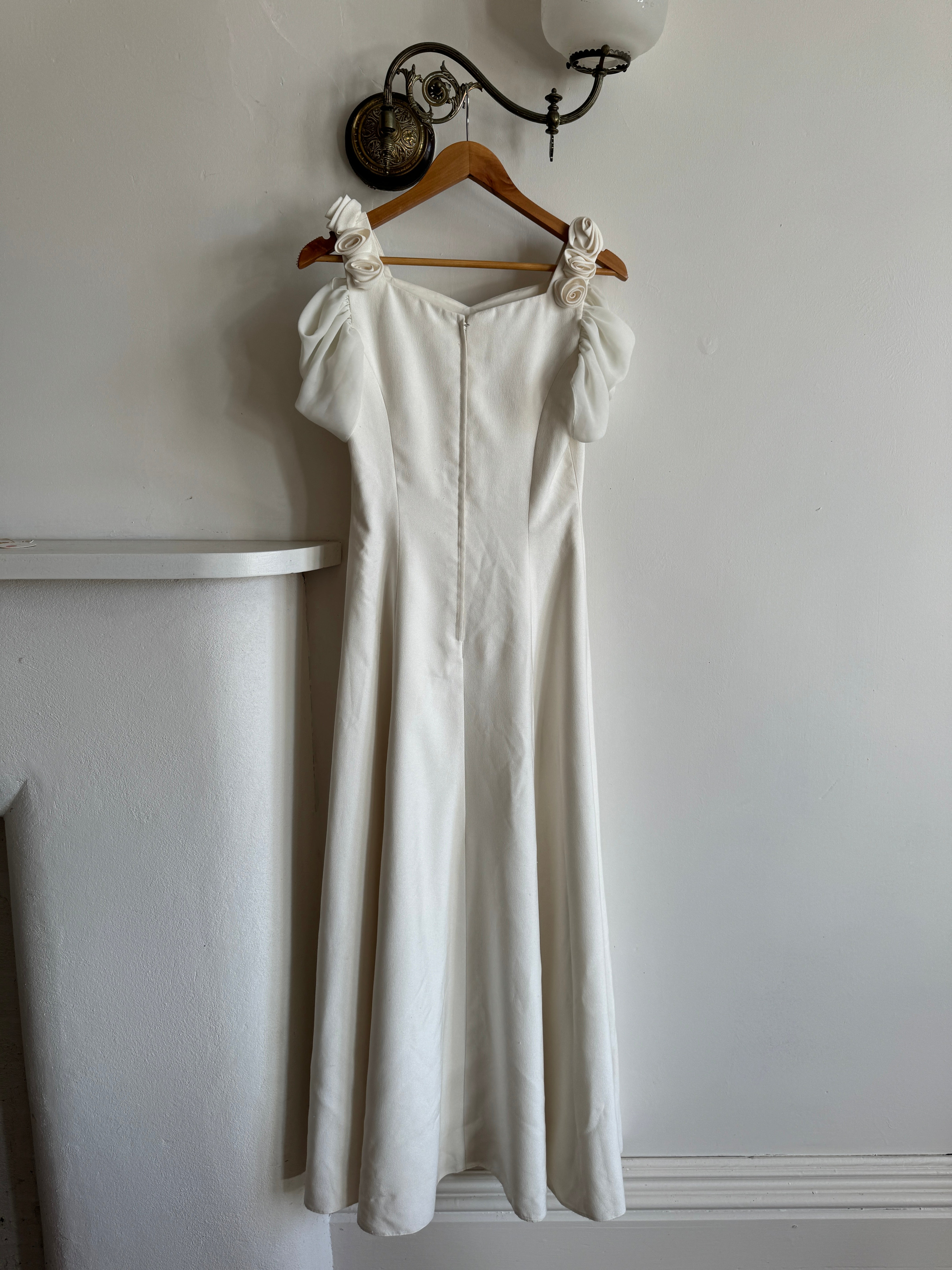 Vintage 90s Crepe Rosette Wedding Dress
