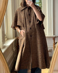 Vintage 50s Wool Button Up Cape Trench