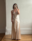 Vintage Y2K Champagne Satin Multiwear Prom Dress