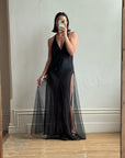 Vintage Y2K Victorias Secret Racer Pure Silk Slip Noir