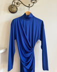 Vintage 80s Royal Blue Long Sleeve Fringe Dress