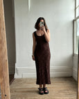 Vintage 90s Lisa Ho Brown Lace Midi