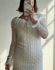 Vintage 90s Italian Crochet Column Frill Dress with Matching Bag