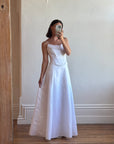 Vintage 90s Satin Jacquard Corset Wedding Dress