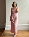 Vintage 90s Crepe Cowl Neck Slip Dress Dusty Rose
