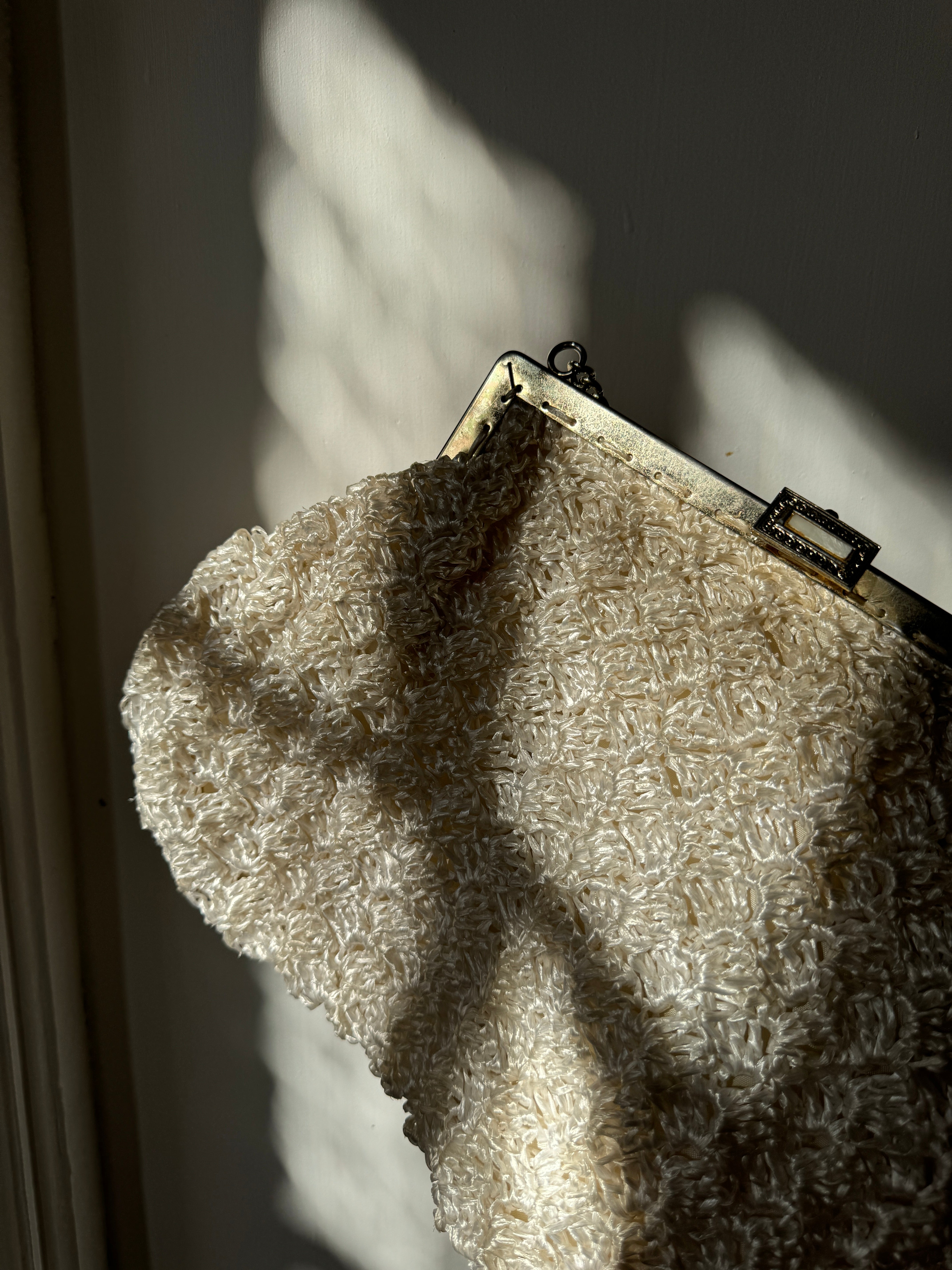 Vintage Woven Handbag With Silver Chain