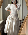 Vintage 80s Pure Silk Drop Waist Bridal Midi